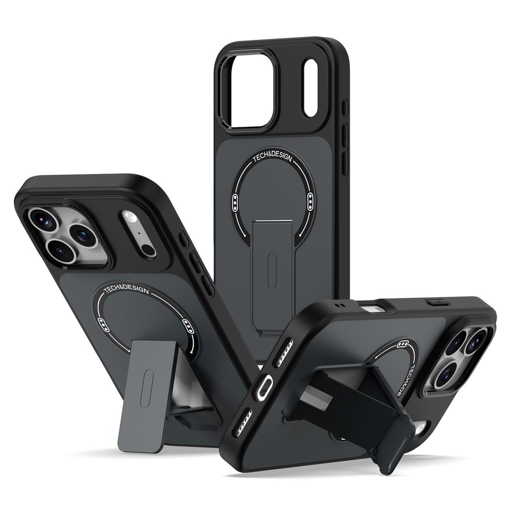 For iPhone 17 Pro Max Case Compatible with MagSafe Foldable Kickstand Shockproof TPU + PC Phone Back Cover