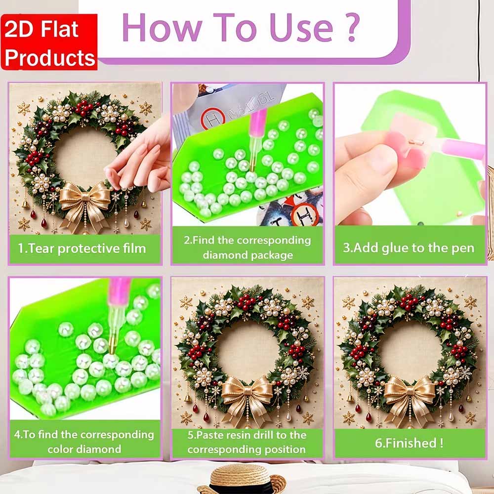 Pearl painting Christmas wreath art kit DIY handmade holiday home decor painting