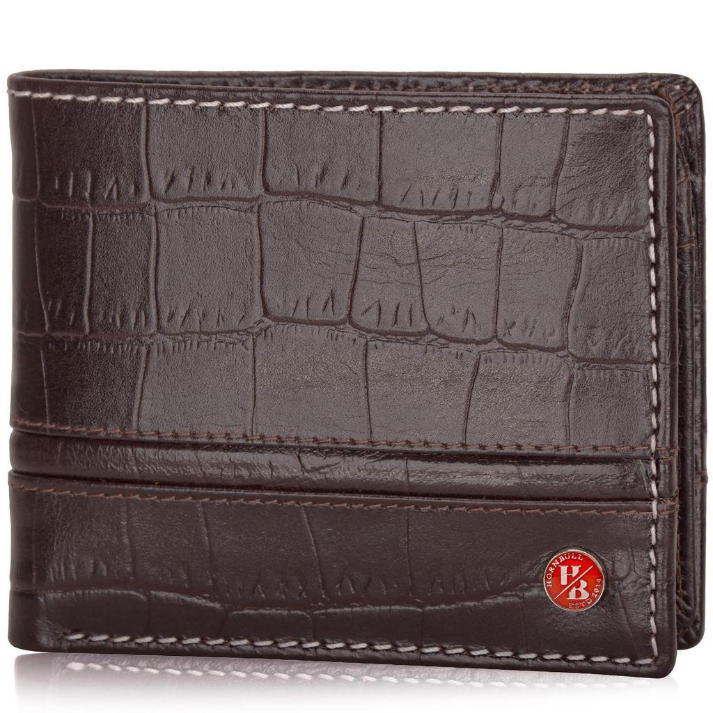 Denial Коричневый тисненый кожаный кошелек для мужчин | Кошельки мужские с блокировкой RFID | Мужской кожаный кошелек