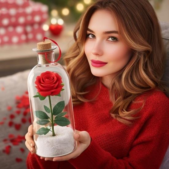 1/2/3 шт. Записываемый голосовой цветок-роза с воспроизведением, пробка, прозрачная стеклянная бутылка для голосовых сообщений с розой внутри, декор для фестиваля, праздничный сувенир, подарок