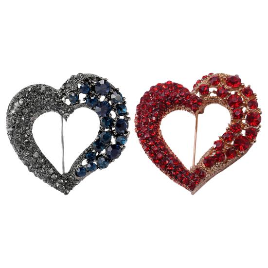Сплав Стразы Ажурная Брошь Сердце Инкрустированная Стразами Брошь-булавка Ювелирное Украшение Износостойкая Антиокислительная Брошь Подарок на День Матери