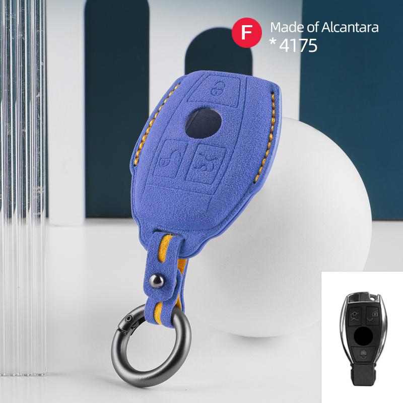 For Mercedes Benz CLS CLA GL R SLK AMG A B C S Class Car key case Alcantara Suede Smart Remote Keychain Protector Accessories