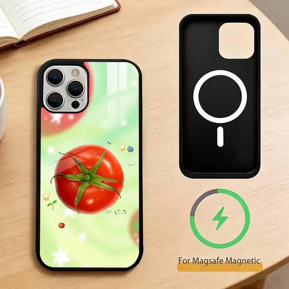 Помидор Мультяшный Милый Креативный Чехол Для Телефона Для iPhone17,16,15,14,13,12,11 Plus,Pro Магнитный Для Magsafe Беспроводной Зарядки