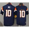 Mens NFL Denver Broncos 10 NIX Third Generation Deep Blue Rugby Jersey Short Sleeve Embroidered