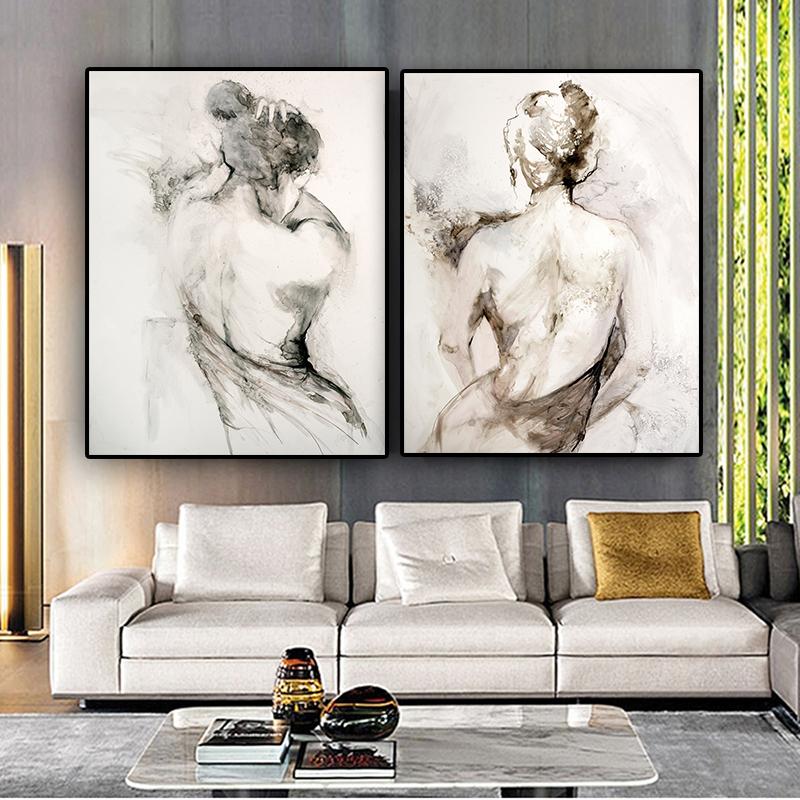Abstract Sexy Woman Naked Back Posters Nude Art Canvas Prints Portrait Decorative Painting Wall Pictures for Living Room Decor
