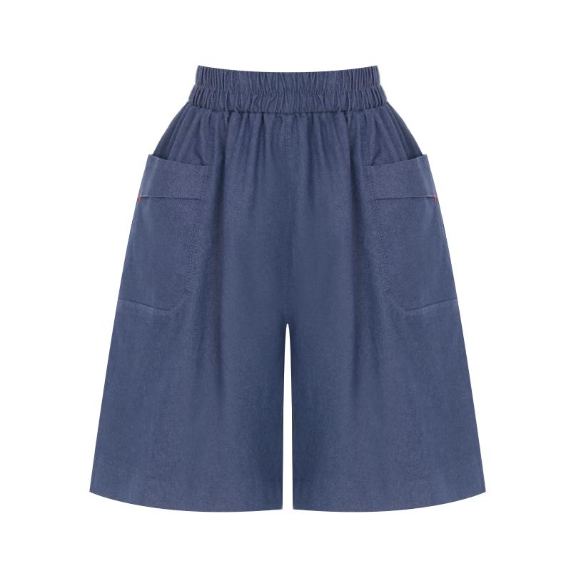 SELLY'S Stitch Pocket Half-Length Elastic Pants_I6B-Cpt033