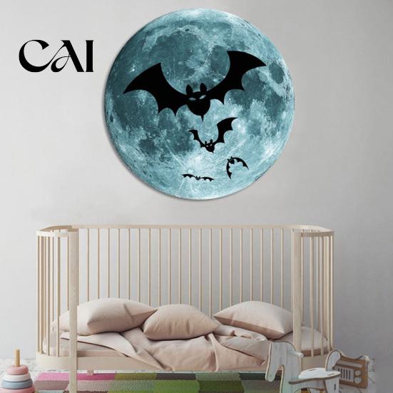 Luminous Window Decorations Halloween Glow in The Dark Wall Stickers, Moon Bat Tombstone Raven Clings Ghost Decals, Waterproof for Holiday
