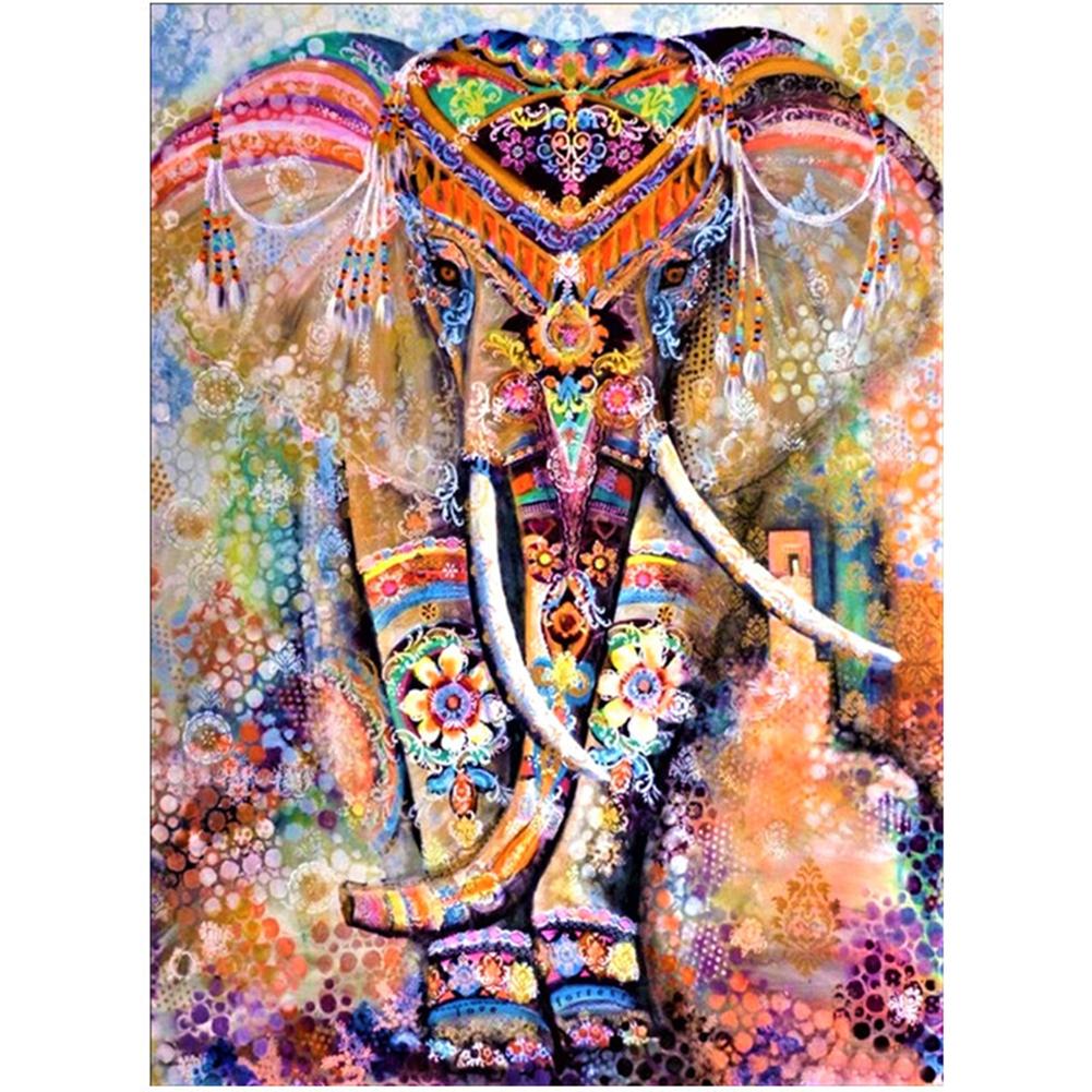 30x40cm Oil Canvas Diy 5D Material Kit Elephant-shaped Pattern Full Rhinestone Embroidery Home Decoration