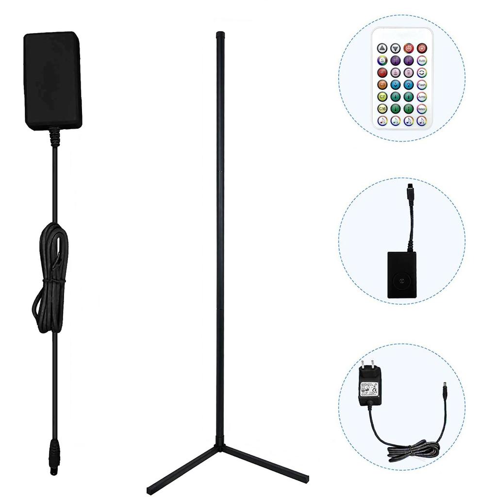 APA LED Floor Lamp, Vertical Corner Light, Remote Control Included, Ambient Lighting, Variable Light, Dimmable, 4 Levels, Single Color, RGB, 153cm