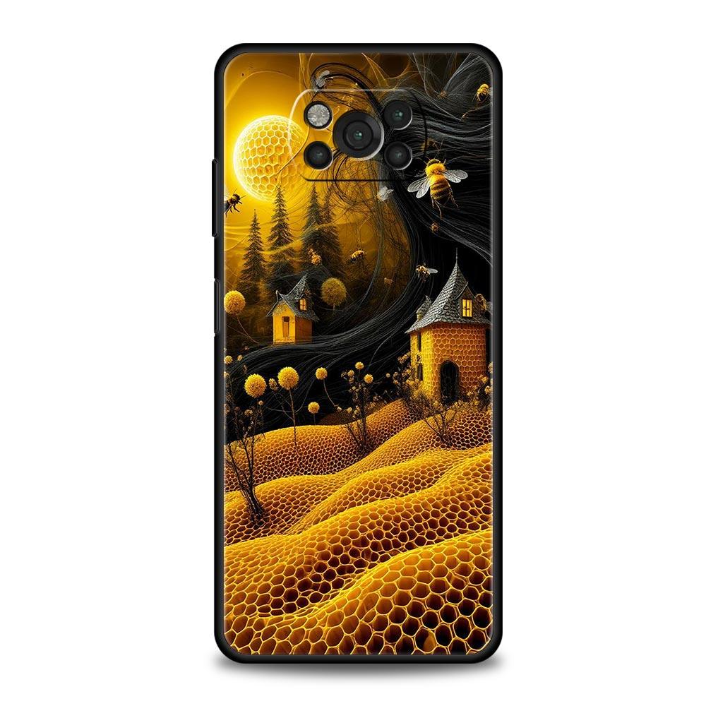 Honeybee Flower Pattern Phone Case for Xiaomi Poco F7 F6 F5 F4 F3 X6 X5 X4 X3 NFC F7 Ultra M4 C51 C55 GT 5G Soft TPU Cover Capas