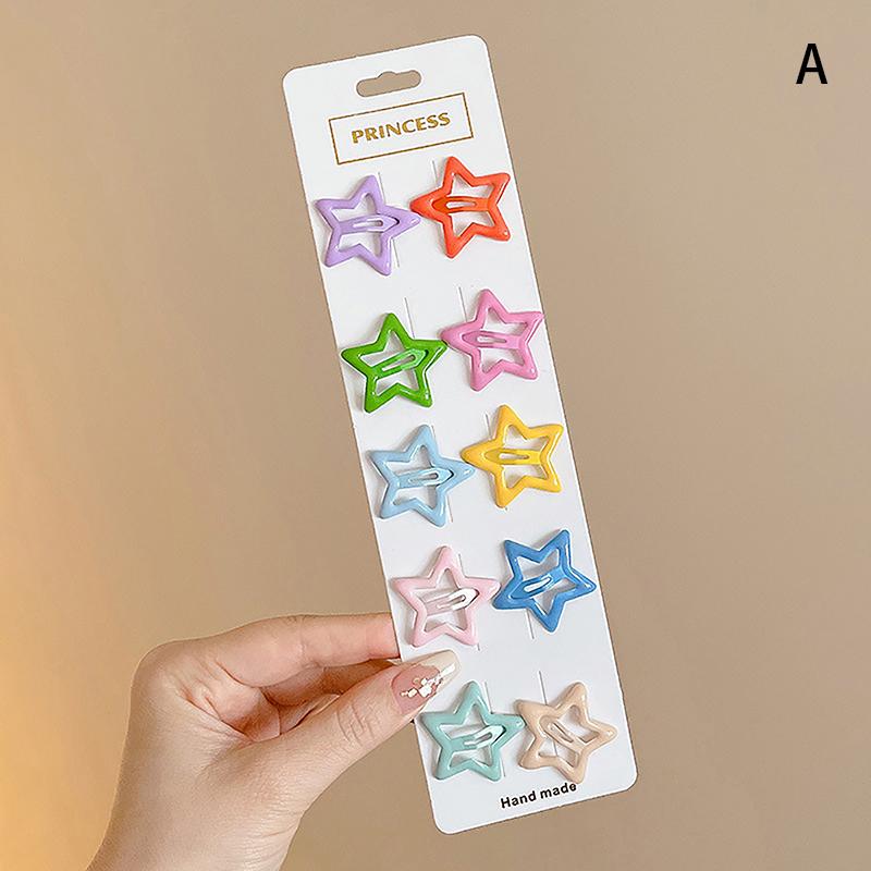 3/10 шт. Y2K шпильки-невидимки для девочек, цветные звездочки, металлические заколки-кнопки, детские корейские шпильки Bb, головные уборы, аксессуары для волос