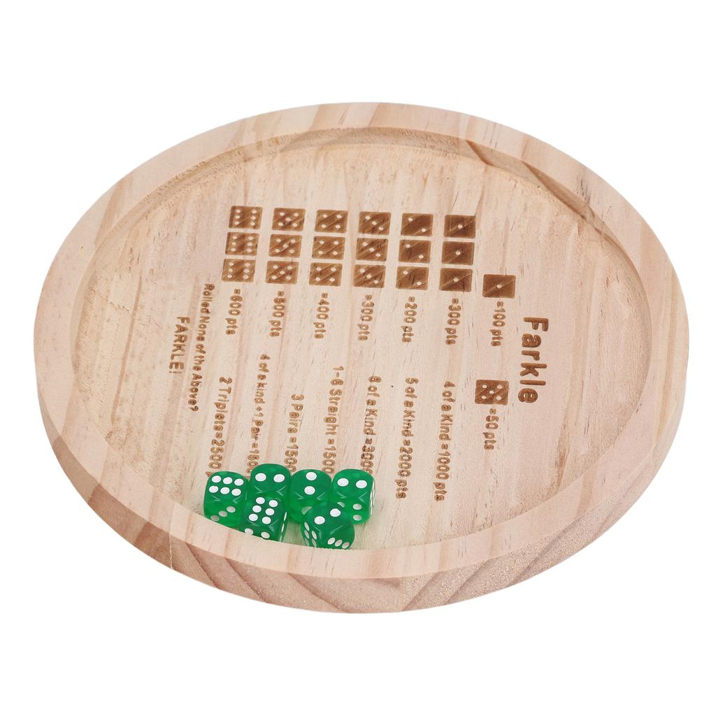 Farkle Dice Tray Improve Math Skills Wooden Classic Dice Game Tray for Family Game Round 18cm