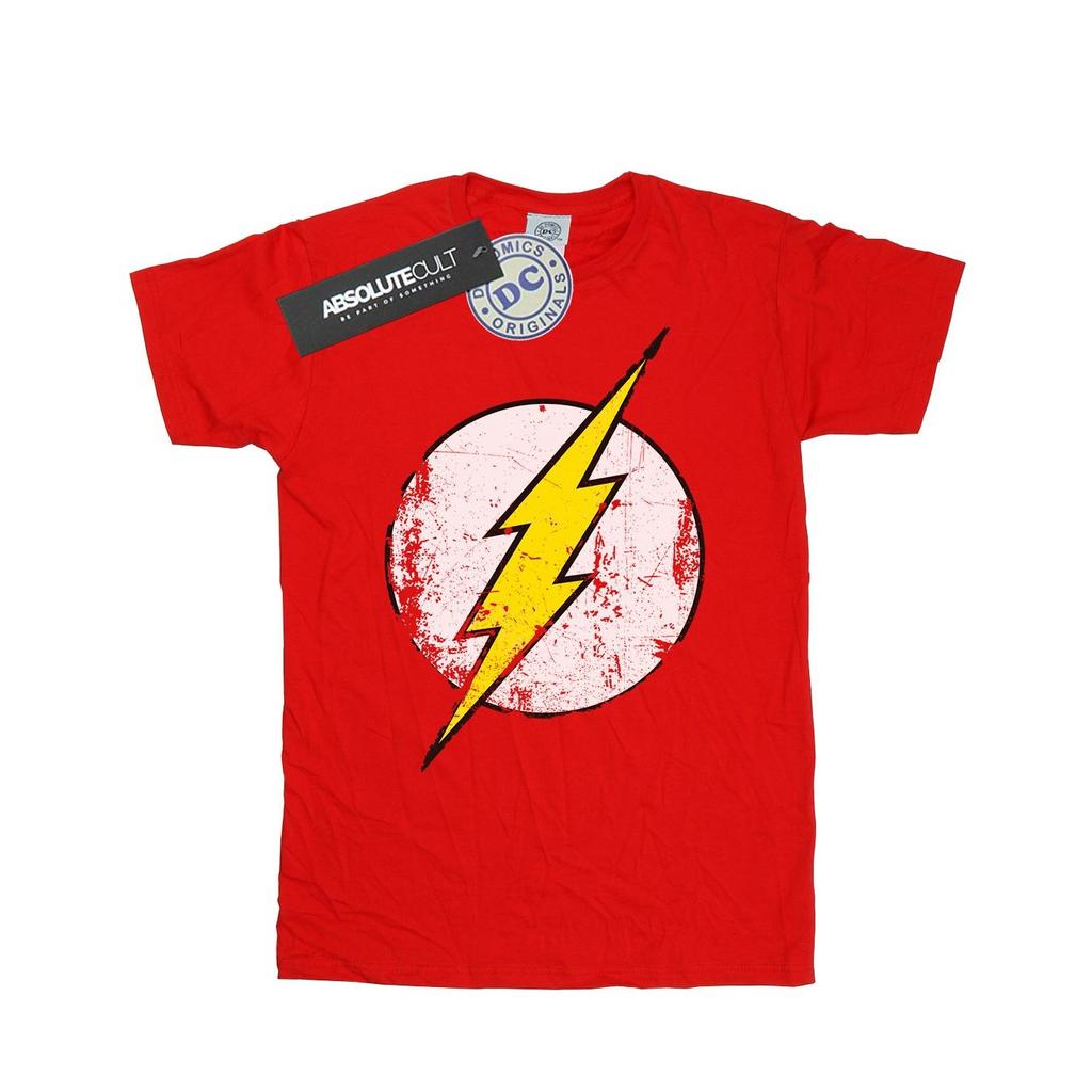DC Comics Футболка для девочек с логотипом Flash Distressed из хлопка