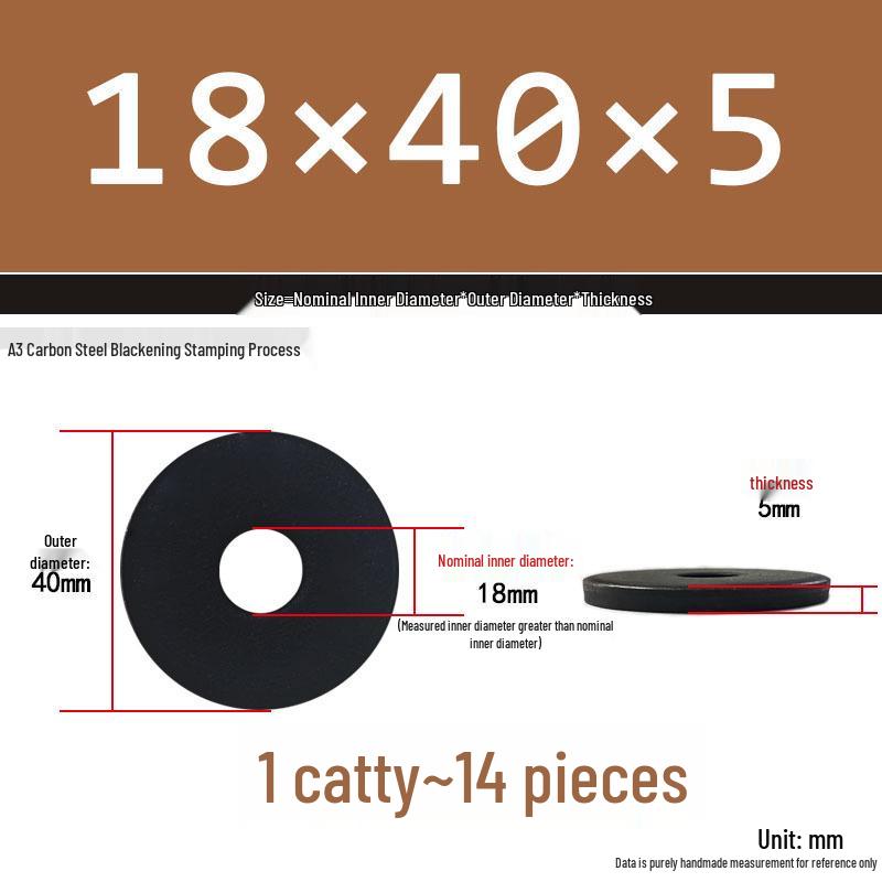 Black Oversized Thickened Round Metal Flat Washer Spacer for Home Use