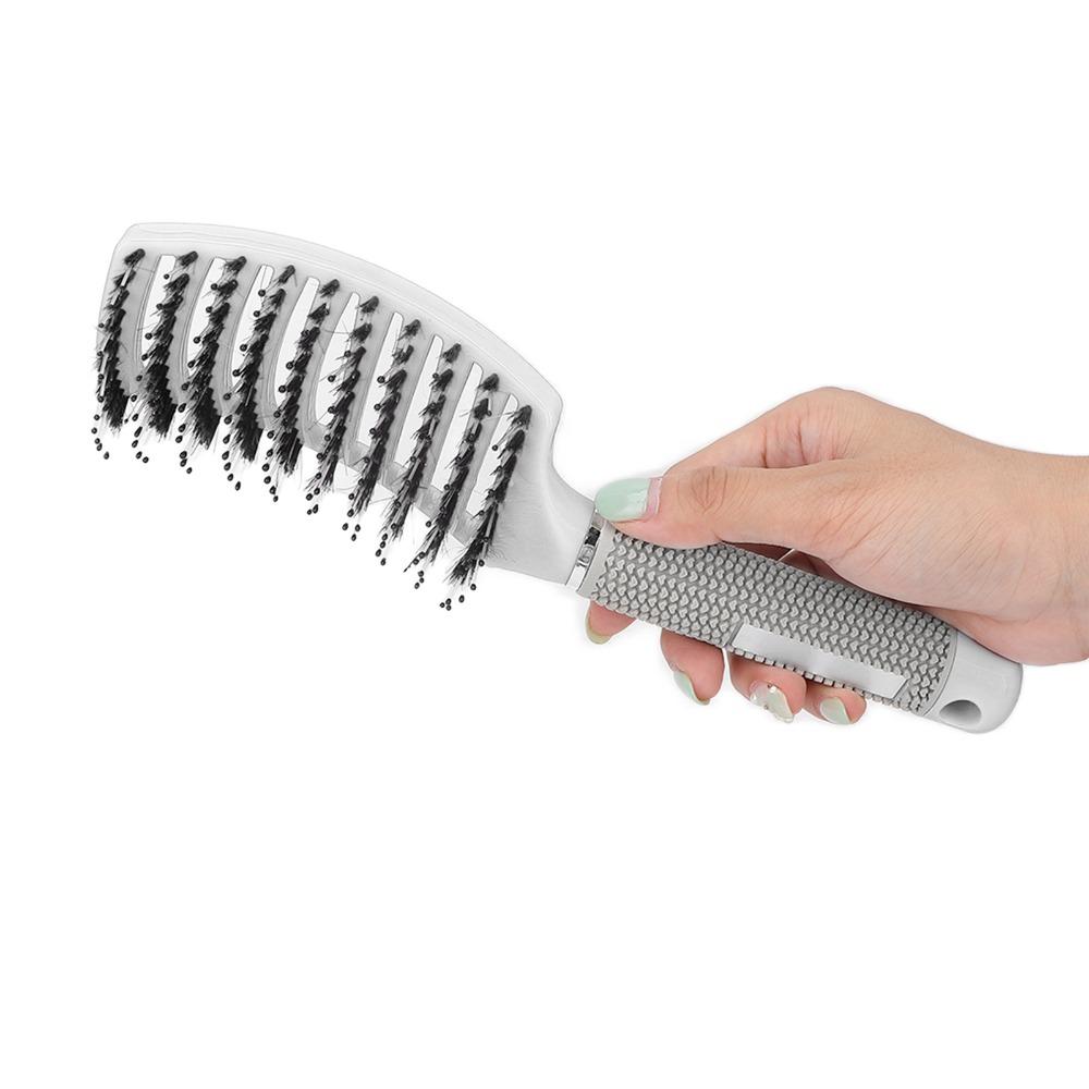 Soft Bristle Detangling Hair Brush Curved Design Anti Frizz Hair Comb For Curly Wavy Straight Hair