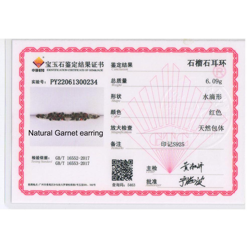 Long Earring Natural Mozambique Garnet Gemstone 925 Sterling Silver Earrings Fine Jewelry Set for Women Party & Daily Wear