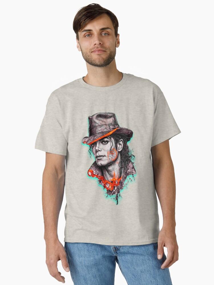 Michael Jackson Cyberpunk Michael Jackson Fedora Neon Portrait Classic T-Shirt