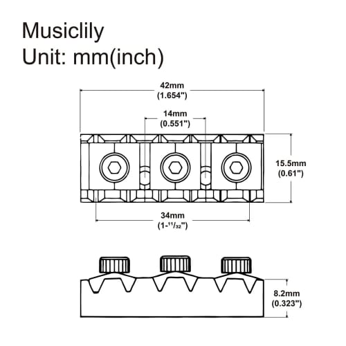 Musiclily Pro 42mm R2 Steel Guitar Locking Nut for Floyd Rose Tremolo Bridges, Black