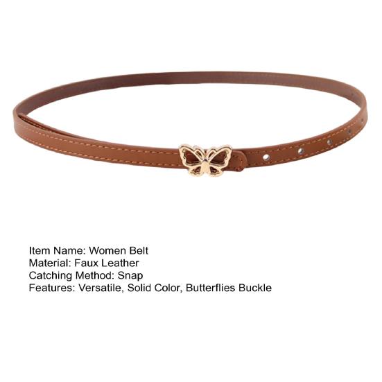 Металлические бабочки Пряжка Ремень Искусственная кожа Женский ремень Универсальный Однотонный Пояс для талии Платье Рубашка Топы Пояс