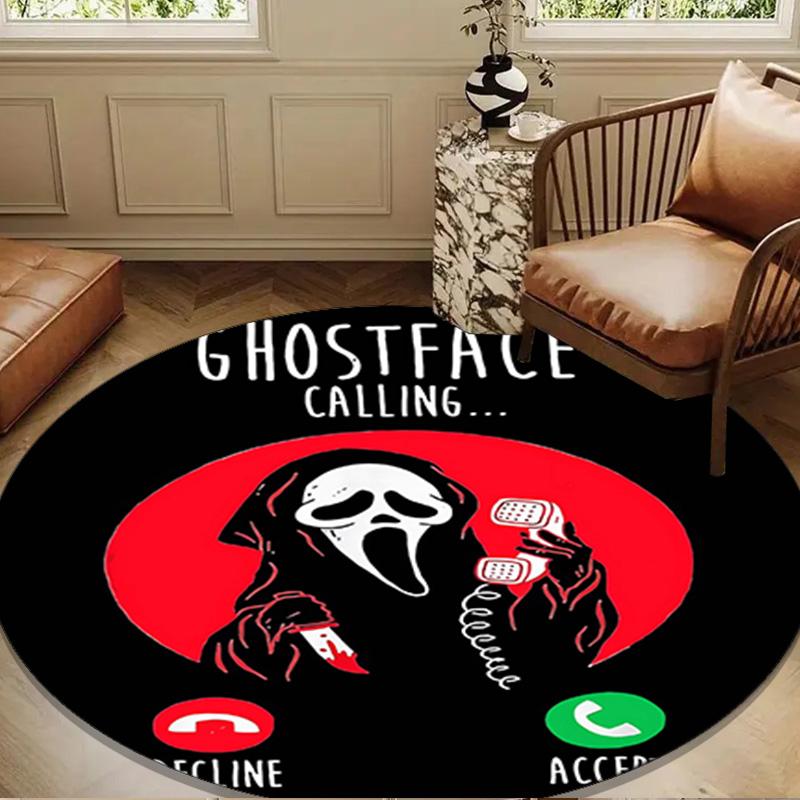 Scr-eam Horror Movie Round Rug for Livingroom,Bedroom, Palyroom, Chair Rug, Area rug, Circle Carpet, Large Size Fan Christmas gift
