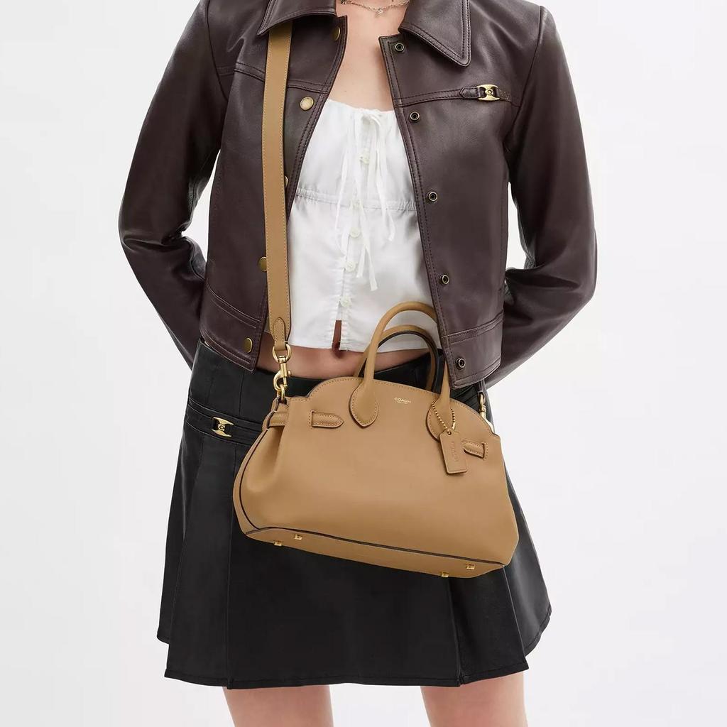 Coach Empire Carryall 26 Logo Zip Closure Leather Crossbody Shoulder Handbag Medium Women Handbags Brown CU066-B4T2