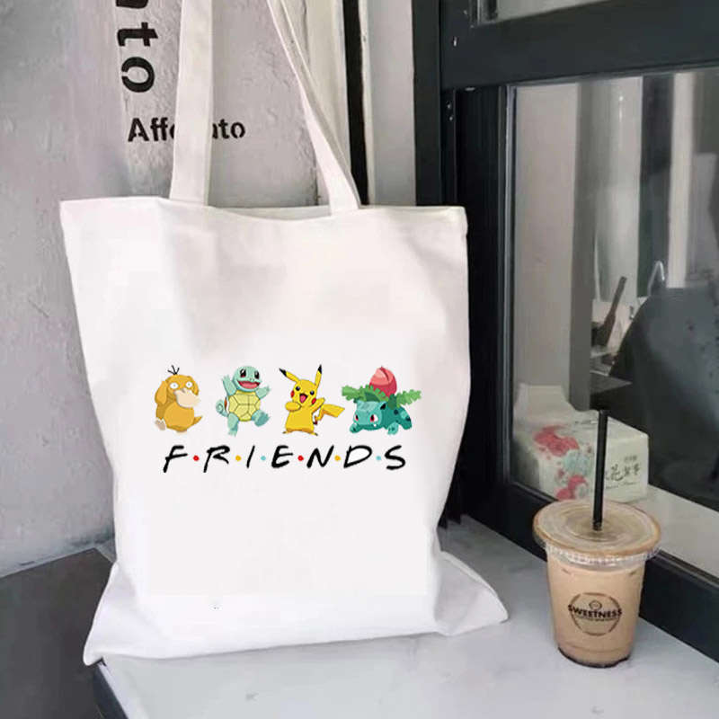 Пикачу Графический принт Смешные женские сумки через плечо Холщовая сумка-тоут Сумка-шоппер