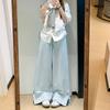 Retro Lazy Wind Wide-leg Pants Women's New High-waisted Casual Trousers Split-ended Double-breasted Straight-leg Pants