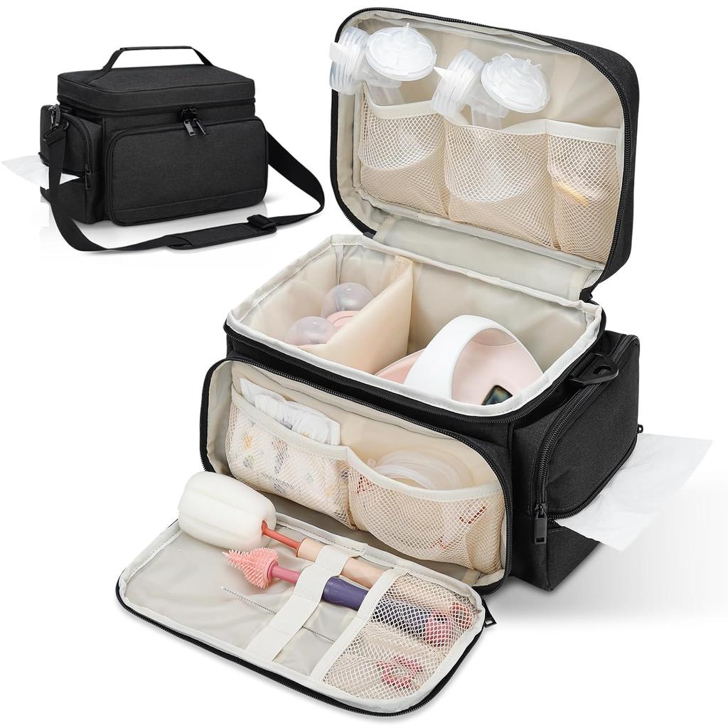 Breast Pump Bag Fit for Spectra S1 and S2, Pumping Bag with Waterproof Mat for Pump Accessories, Portable Pump Carrying Case for Work, Travel and