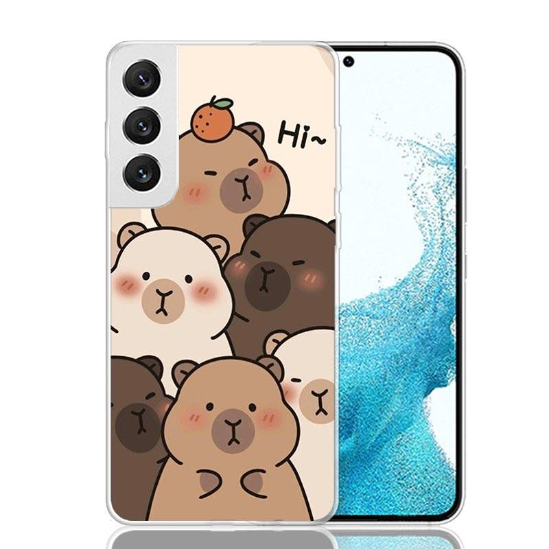 Funny Capybara Cartoon Animal Phone Case For Samsung Galaxy S26 Ultra S23 S24 S25 Edge S20 FE S21 S22 Plus Soft Print Shell Cove