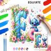 Stitch Letter F Floral Donut Oil Paint Digital Painting Art Kit Handmade DIY Painting Kit Home Decor