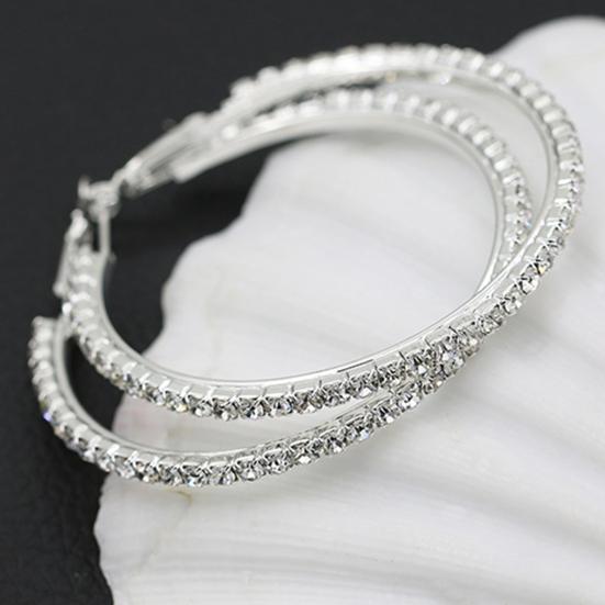 1 пара серег-колец с декором из стразов, бижутерия из сплава, женские серьги-кольца большого размера для вечеринки по случаю дня рождения