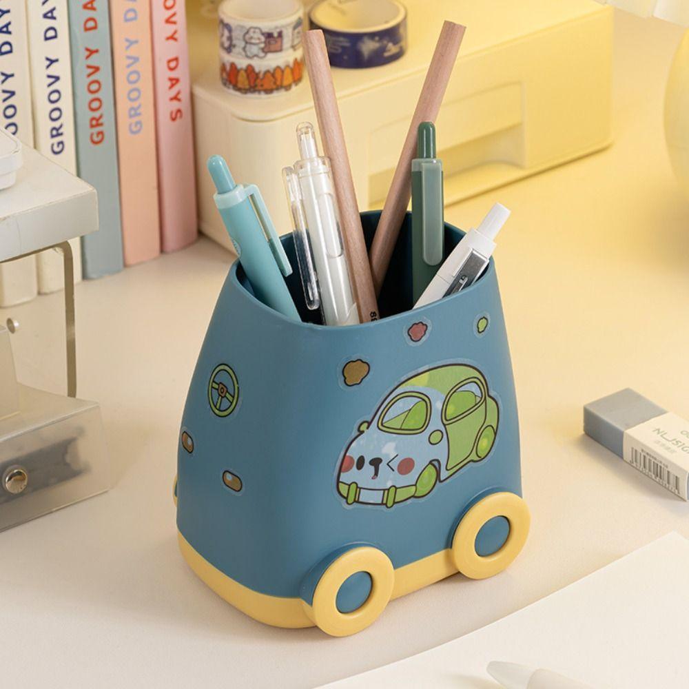 Cartoon Car Shaped Pen Holder Multifunctional Desktop Storage Box Kawaii Pencil Box  Office