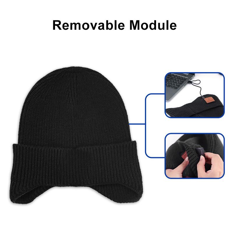 Music Hat Winter Windproof Music Cap 5.0 Bluetooth Wireless Stereo Headphones Music Hat Ear-Covering Headset Beanie Headwear