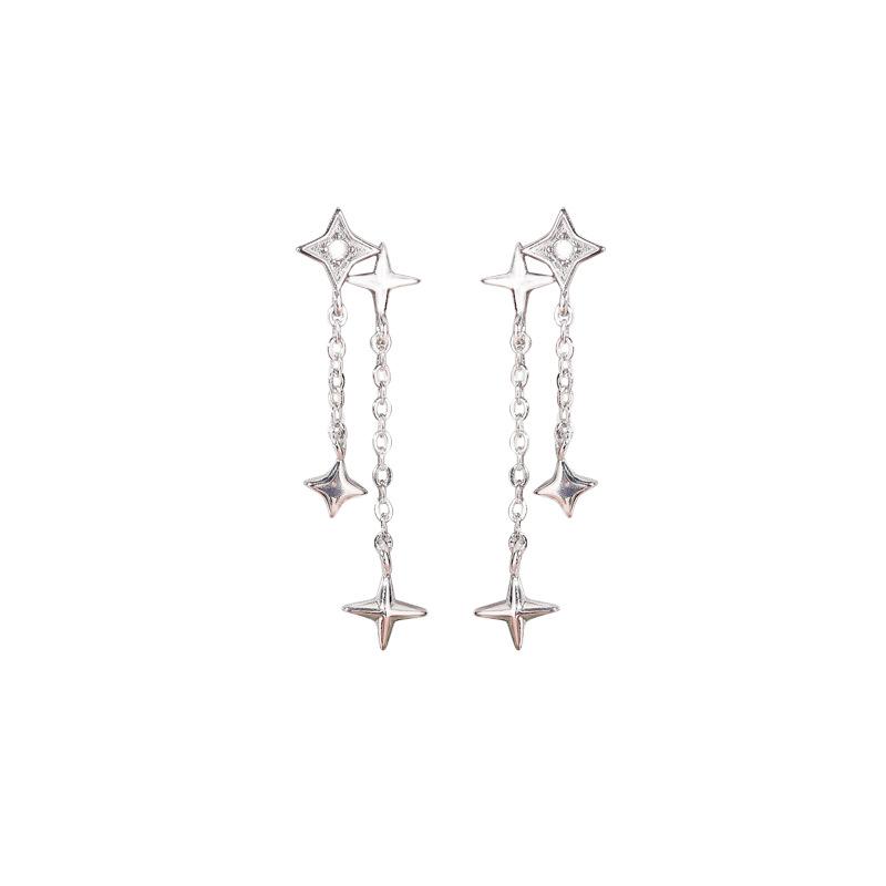 Fangxing Sparkling Diamond Star Earrings for Women, New Trendy and Niche Design, Simple and High-end Earrings