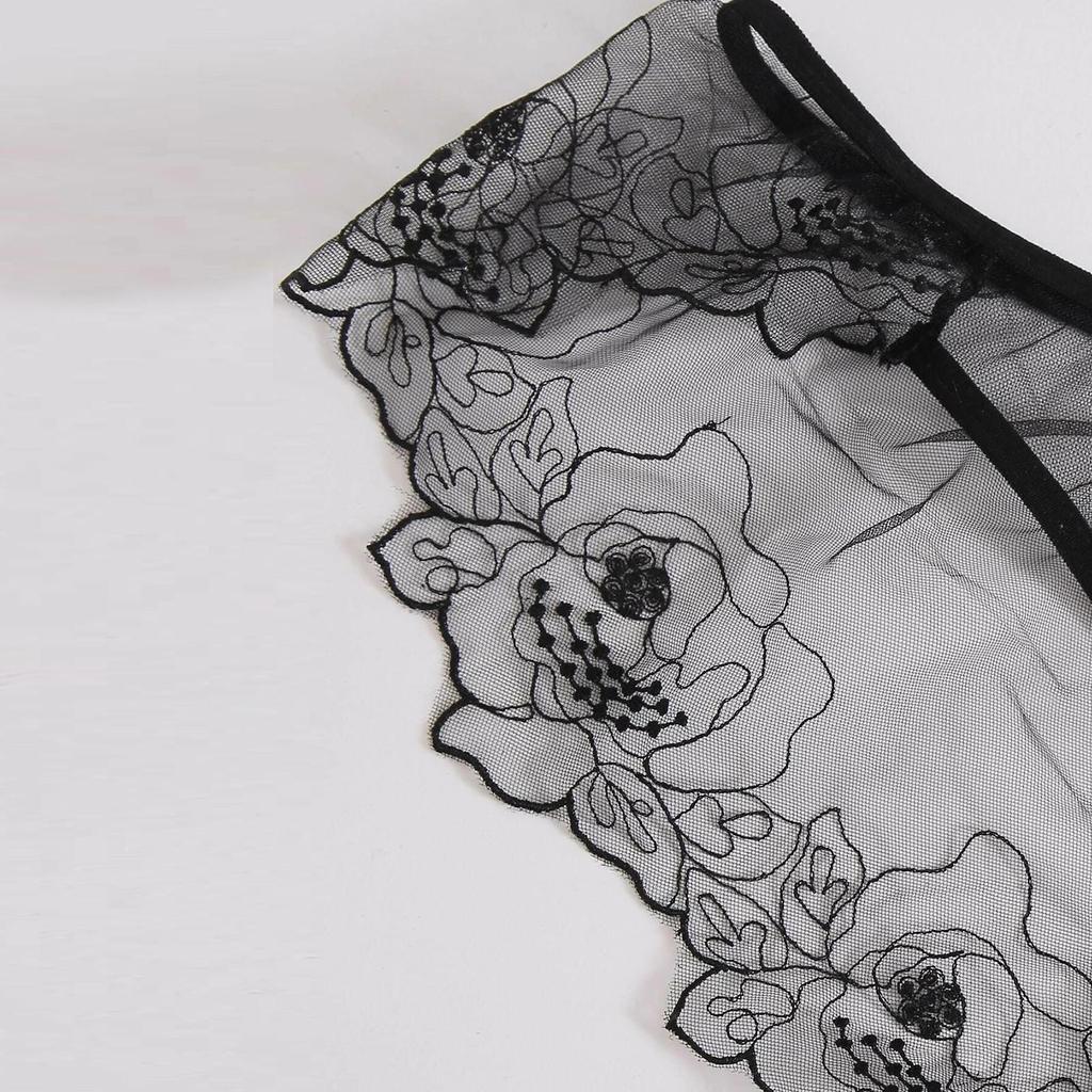 New Women's Sexy Bras and Panties Lace Flower Mesh Embroidered Sheer Lingerie Set