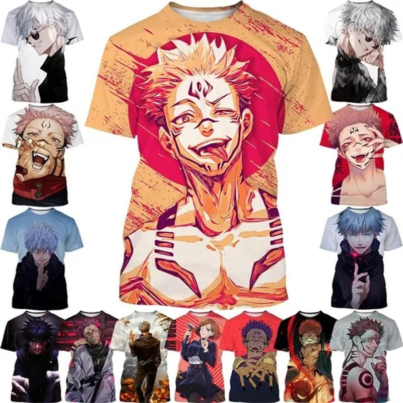 Summer Round Neck 3D Anime Patterns Printed Top Fashionable Casual Short Sleeved Men's T-shirts