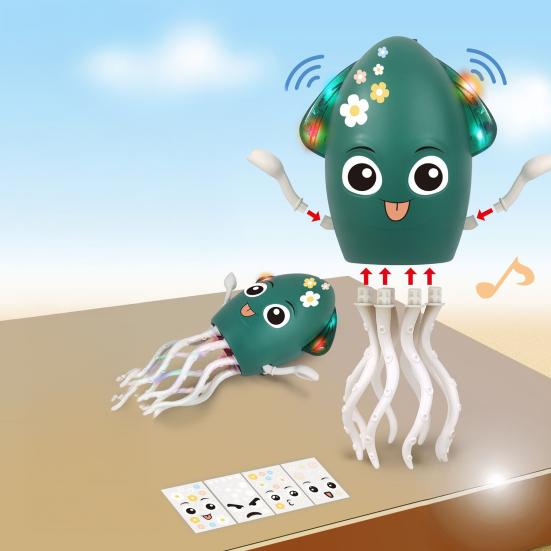 Electric Dancing Octopus Toy with LED Lights Music Smart Obstacle Avoidance Octopus Toy Toddlers Boys Girls Crawling Cartoon Octopus Toy