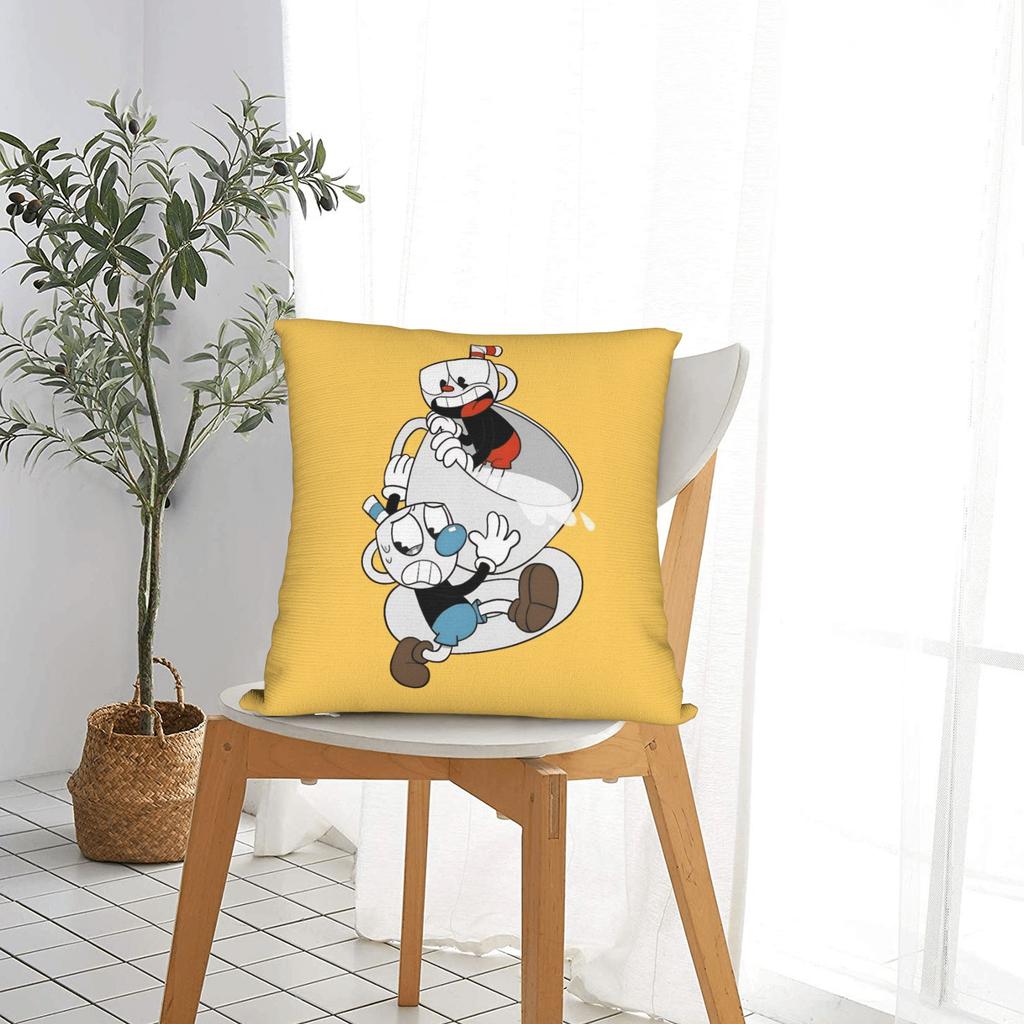 Cupheads And Mugmans Cartoon Pillowcase Doublesided Printing Cushion Cover Gift Pillow Case Cover Bedroom Square