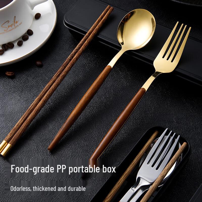 Портативный набор из 3 предметов: палочки для еды и ложка