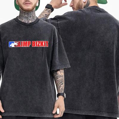 Винтажная выстиранная футболка рок-группы Limp Bizkit Мужская Женская Одежда Мода Хип-хоп Готика Оверсайз Футболка с коротким рукавом Уличная одежда
