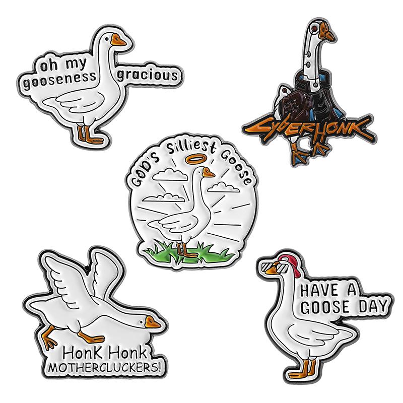5-7PCS/SET Enamel Pins Custom Silly Goose Club Brooches Lapel Badges Clothes Animal Jewelry Gift for Friends