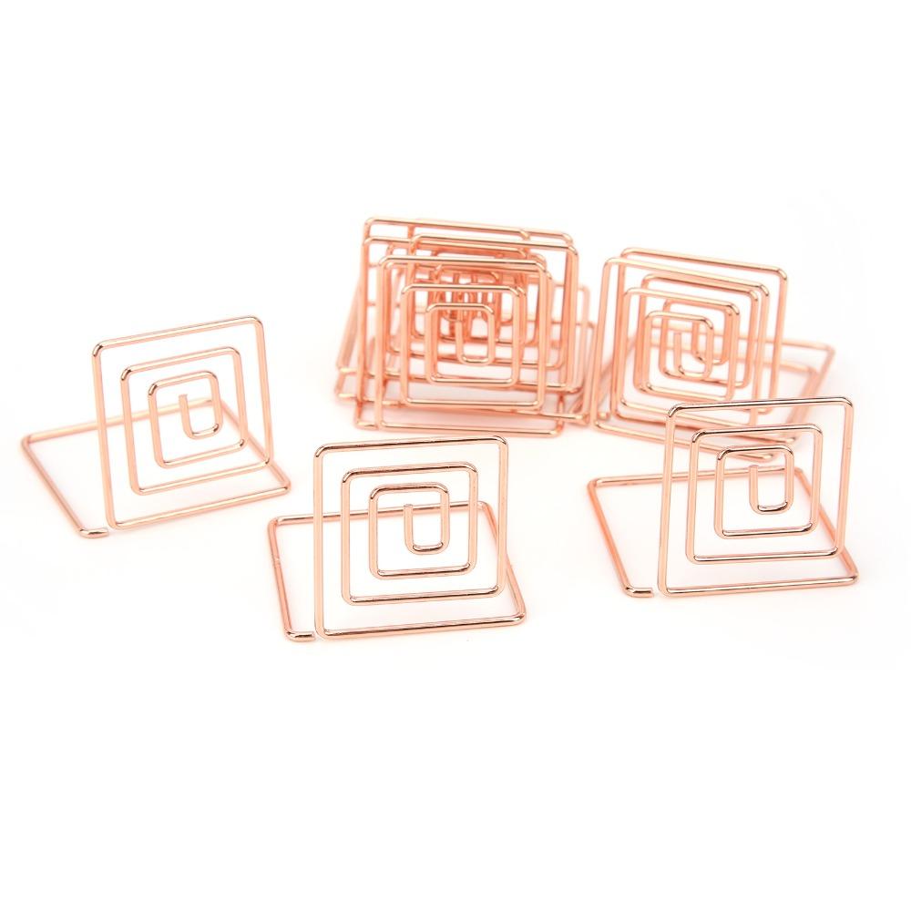 10Pcs Silver/ Rose Gold/ Gold Business Card Holder Square Picture Holder Table Number