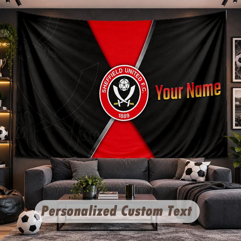 Wall Hanging Tapestry Custom NameSheffield United FC Pattern Personalized Printed Fabric Wall Decor