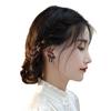 Trendy and cool girl style black spinel bow S9Silver-tone earrings for commuting