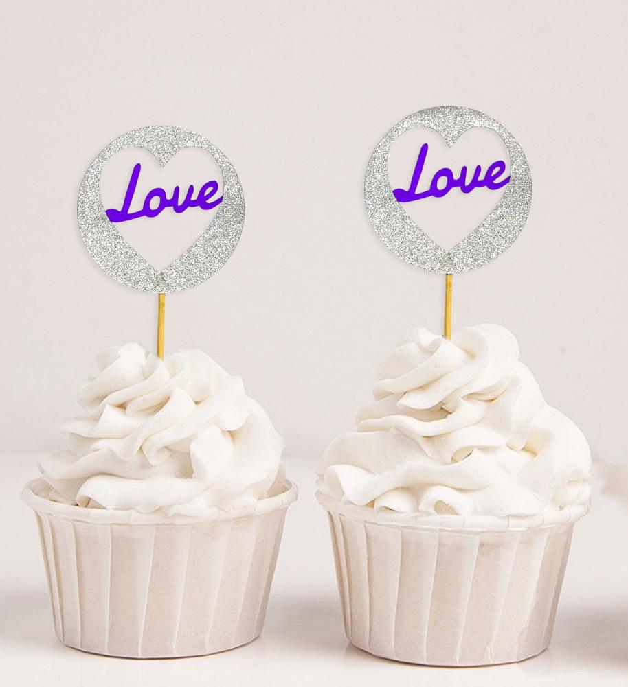 Дарлинг Сувенир| Блестящие украшения для свадебных кексов в форме сердца и любви | Украшения для праздничных десертов - упаковка