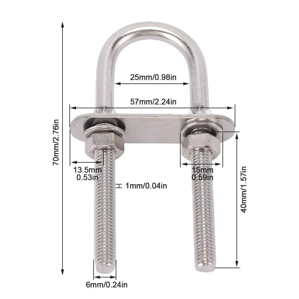 4pcs Premium Boat U Bolt Durable Steel U Bolts Versatile Round U Bolts  For Marine Use