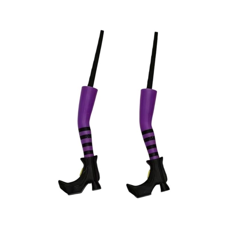 Striped Leg Flower Pot Accent for Halloween, 1 Pair Insert Accessory with Stem Use for Plant Containers and Shelf Scenes