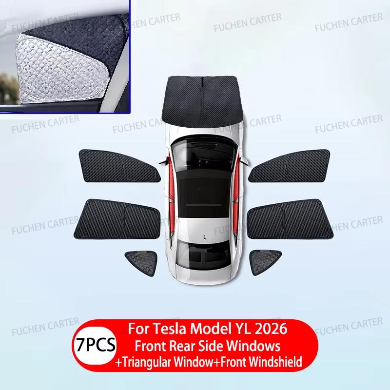 Upgraded Privacy Sunshades for Tesla Model Y / YL 2026 Side Window Windshield Blackout Sun Visor Camping Interior AccessoriesWindshield Sunshades 1