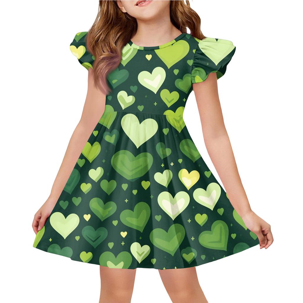 Girls' Summer Princess Dress - A-Line T-Shirt Dress St. Patrick's Day