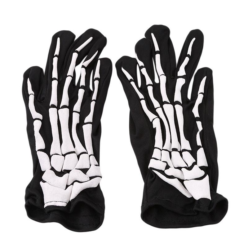 Halloween Skull Bone Skeleton Goth Racing Full Finger Gloves Fashion Sale